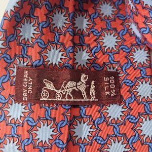 Hermes Red and Blue Silk Tie